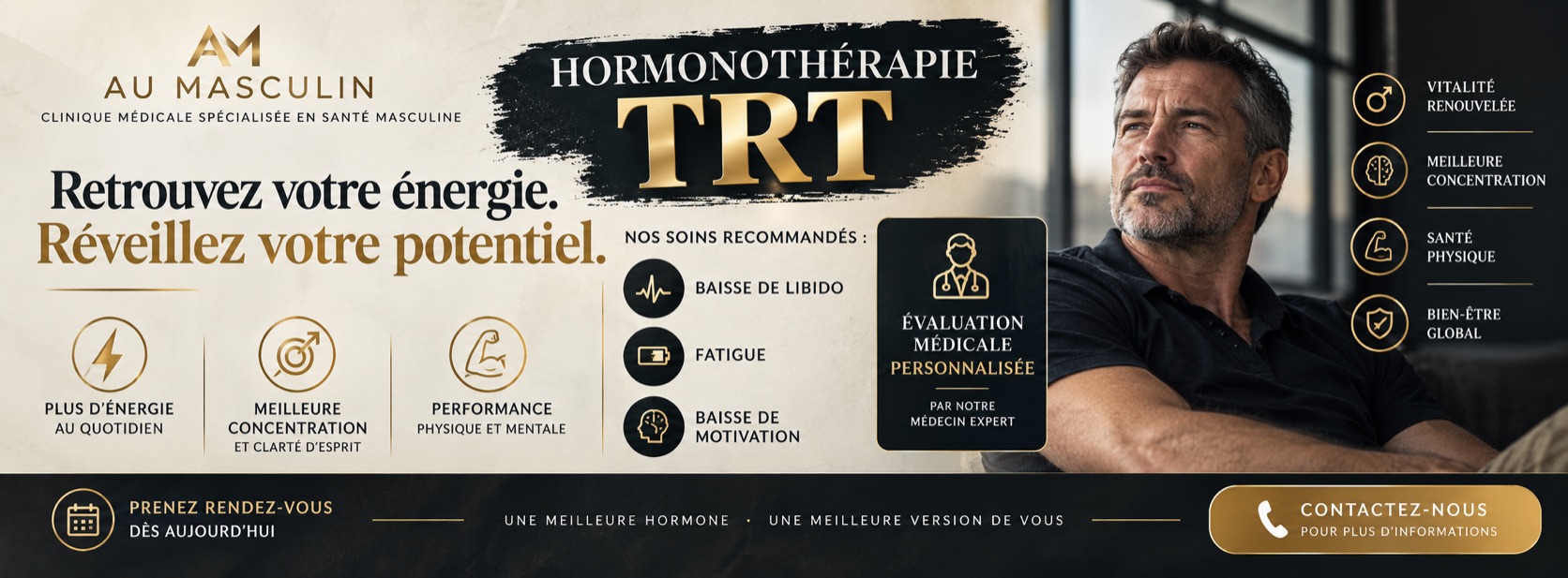 Hormonothérapie TRT — retrouvez votre énergie, réveillez votre potentiel.